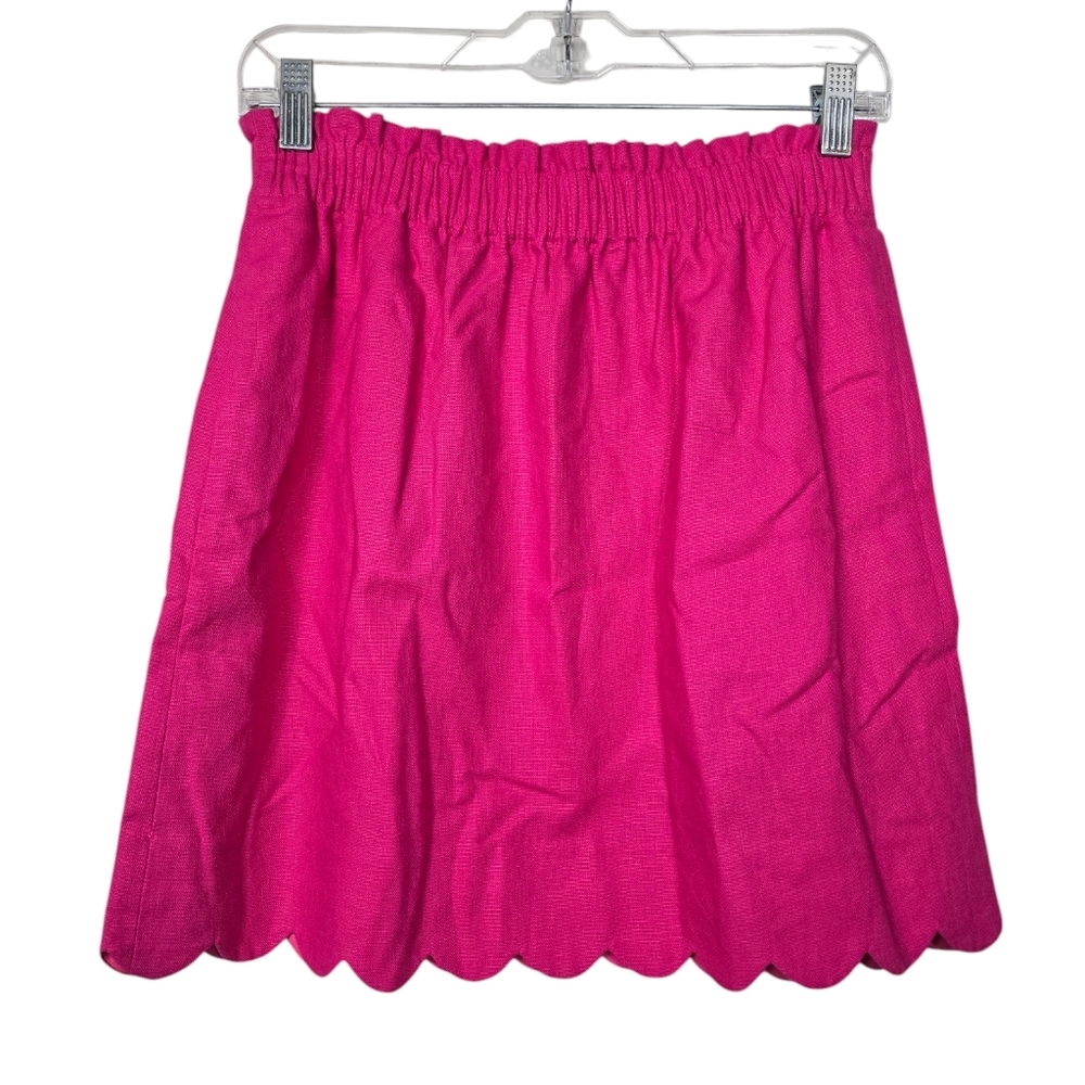 NWT J. Crew Factory Pink Linen Blend Scalloped Mini Skirt 2